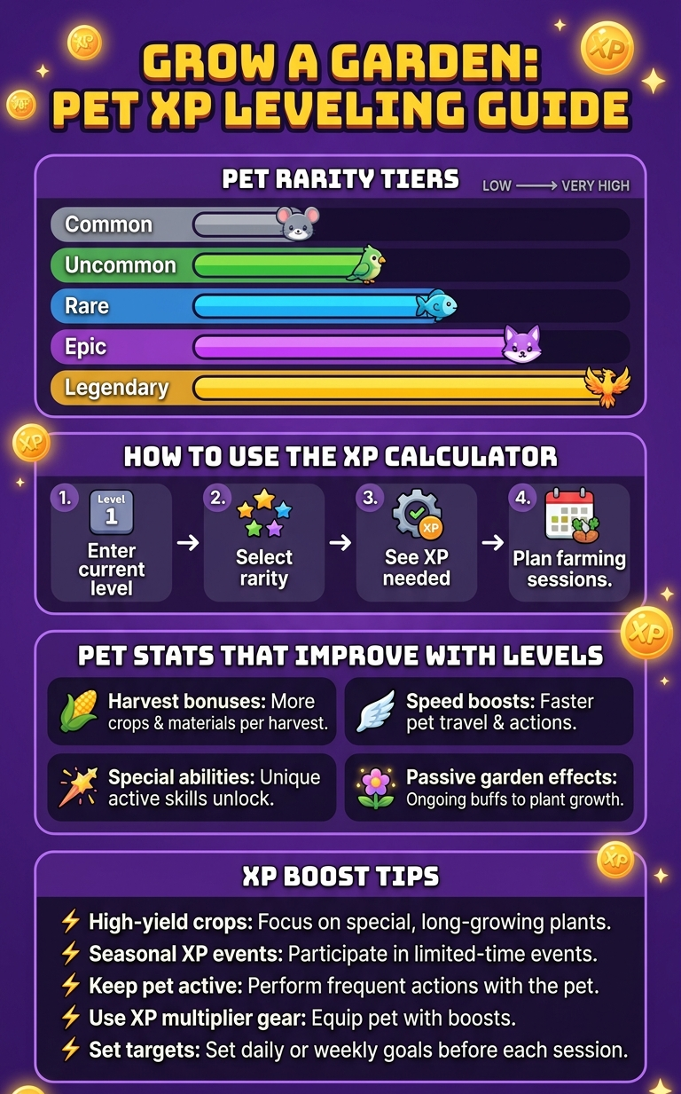 Grow a Garden Pet XP Scaling and Rarity Guide