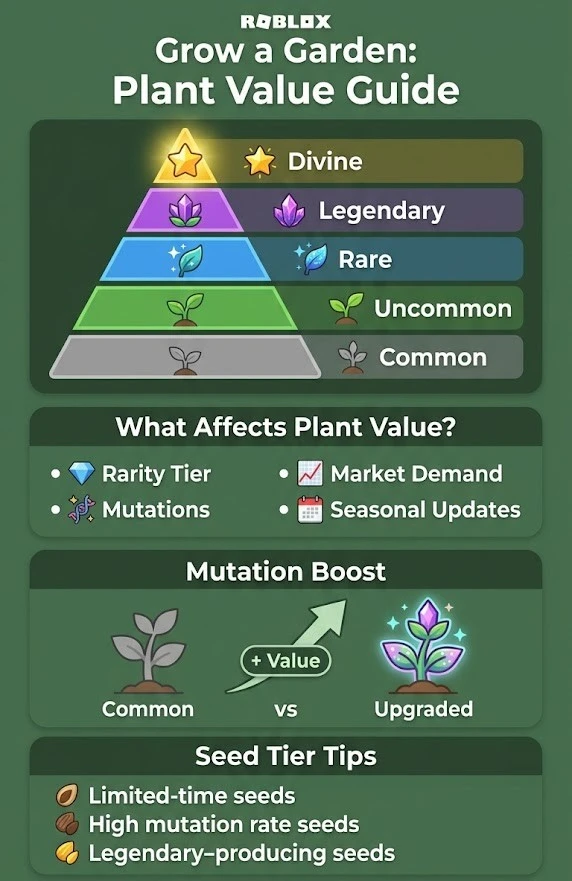 Grow a Garden Plant Rarity Tier List Guide